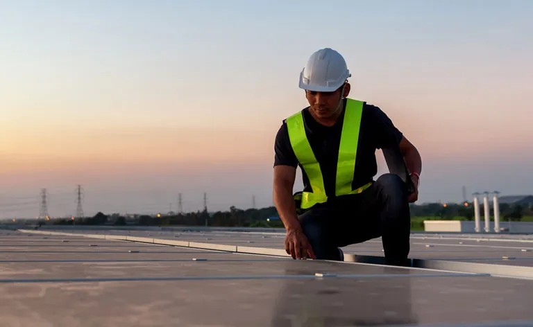Roof access for maintenance of solar panels
