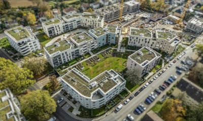 Overview of the new complex in Schönaudistrict Wiesbaden with Gorter roof hatches