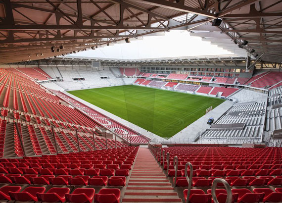 RHT special sized roof hatch with 2 covers for Europa-Park Stadion