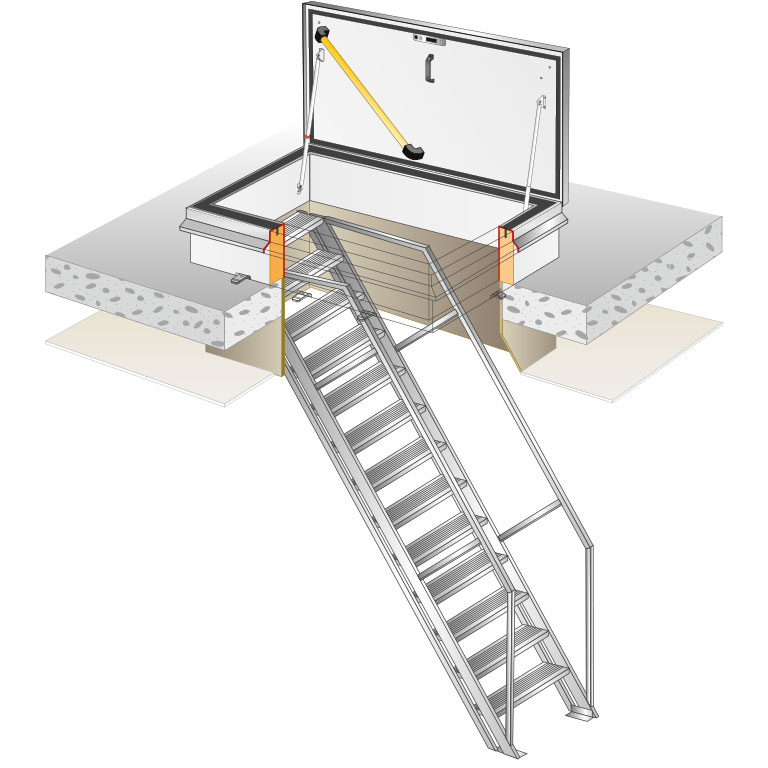 RHT roof hatch with fixed stairs