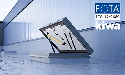 Fire-rated roof hatch with CE-ETA and Kiwa certification