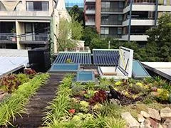 Roof hatch with electric scissor stairs