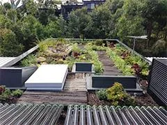 Acces to the roof garden through a roof hatch
