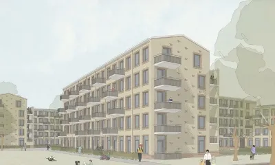 Wooncomplex in Amsterdam nieuw-west met 4 dakluiken van Gorter in combinatie met een schaartrap