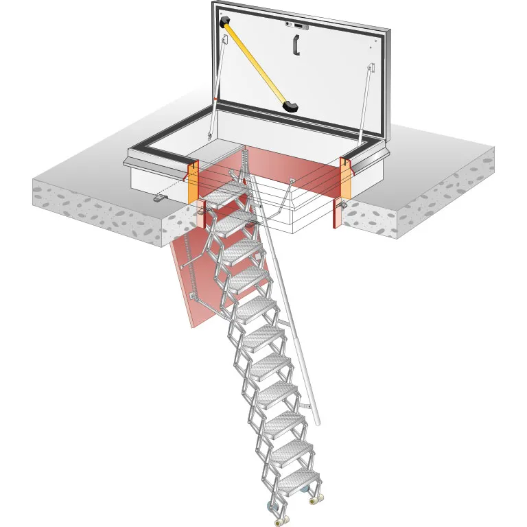 RHT roof hatch with scissor stairs
